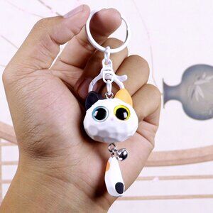 Cute Cartoon 3D Big-Eyed Cat Head Keychain